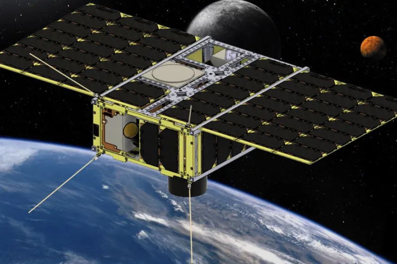 Conforme projeto (foto), equipamento terá a dimensão, em centímetros, de 10x20x30, por isso é tecnicamente chamado de nano satélite (Imagem: Divulgação, SENAI/SC)
